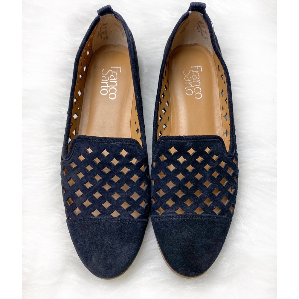 Black Franco Sarto Cutout Suede Loafers
